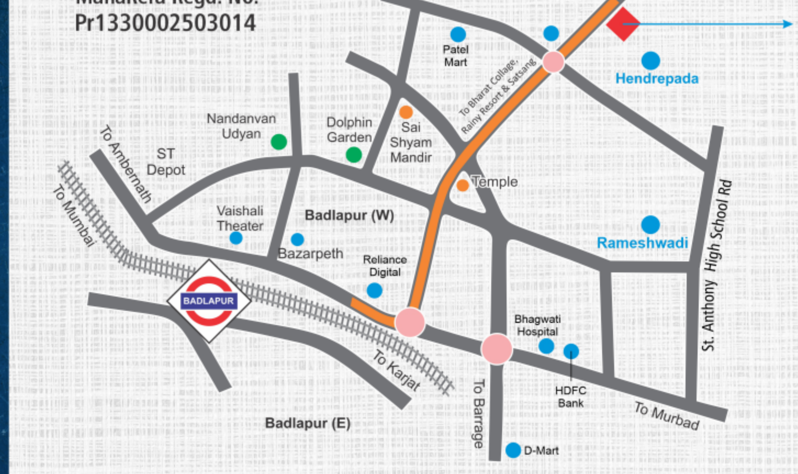 Location map of Om Sagar Park, Badlapur West